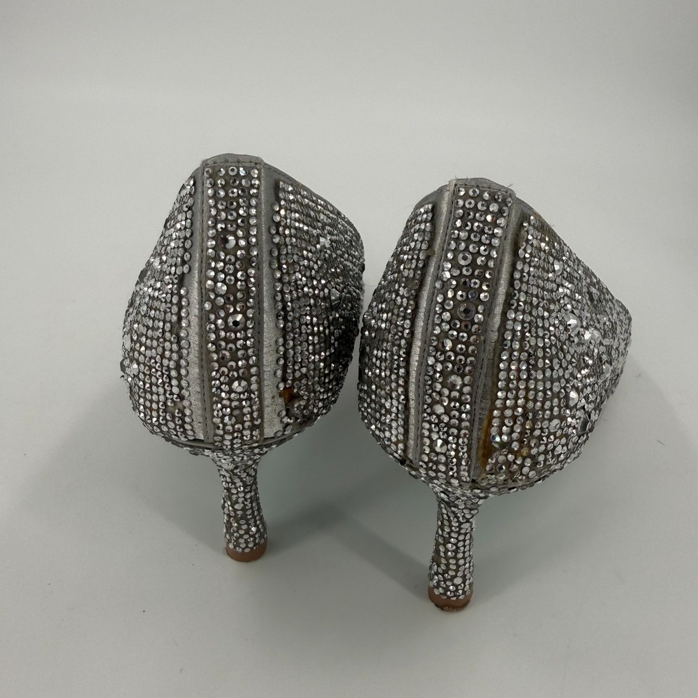 Betsey Johnson Jora Pump Heels Womens Size 11M Silver Rhinestone Pointed Toe - Picture 6 of 8